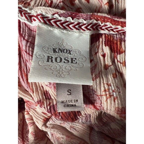 Knox Rose Dress S Floral High Low Midi Ruffle Short Sleeve Smocked Boho Cottage - Picture 5 of 5